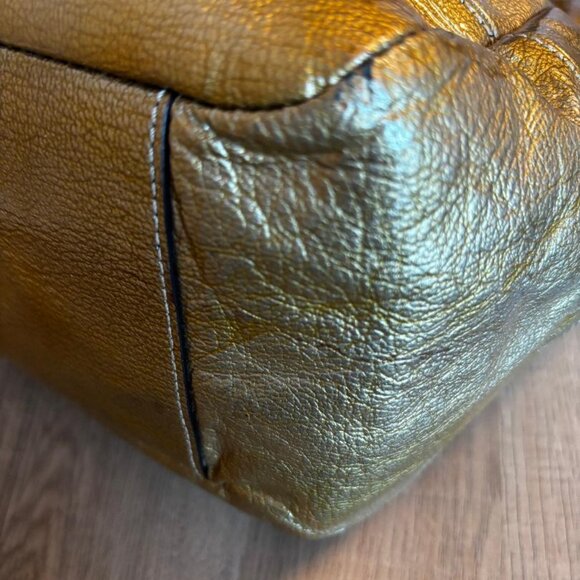 Coach Madison Tribeca Metallic Gold Patent Leather Chain Hobo Bag - Picture 7 of 9